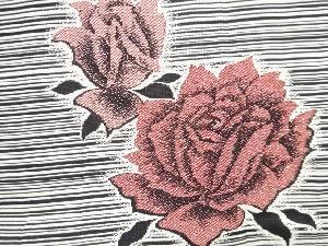 アンティーク　薔薇模様織り出し着物